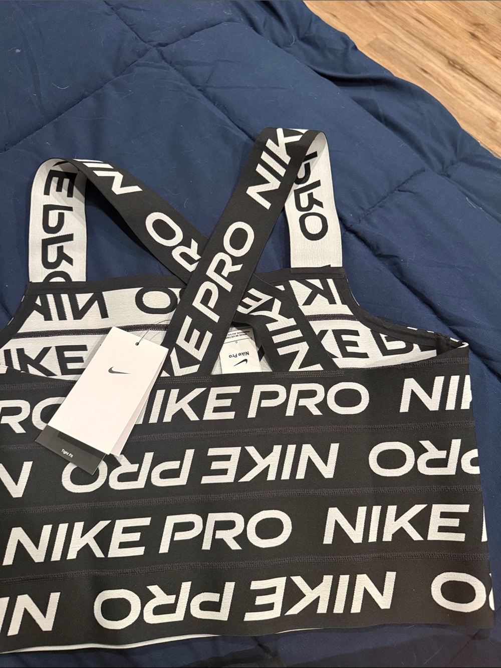 Nike Black & White NIKE PRO Logo Sports Bra - Picture 3 of 3